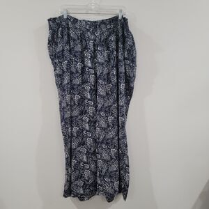 Catherines Womens Wide Leg Pants Size 3X Petite Floral Pull On Coastal Grandma